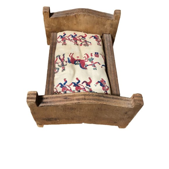Vintage Doll Bed Wooden Primitive 10"x7"x4.5" Handmade Dollhouse Furniture Rusti - Picture 6 of 12